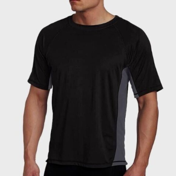 Kanu Men's Surfer TShirt Size Medium Black/Gray Rashguard  Short Sleeve PullOver - Picture 1 of 8